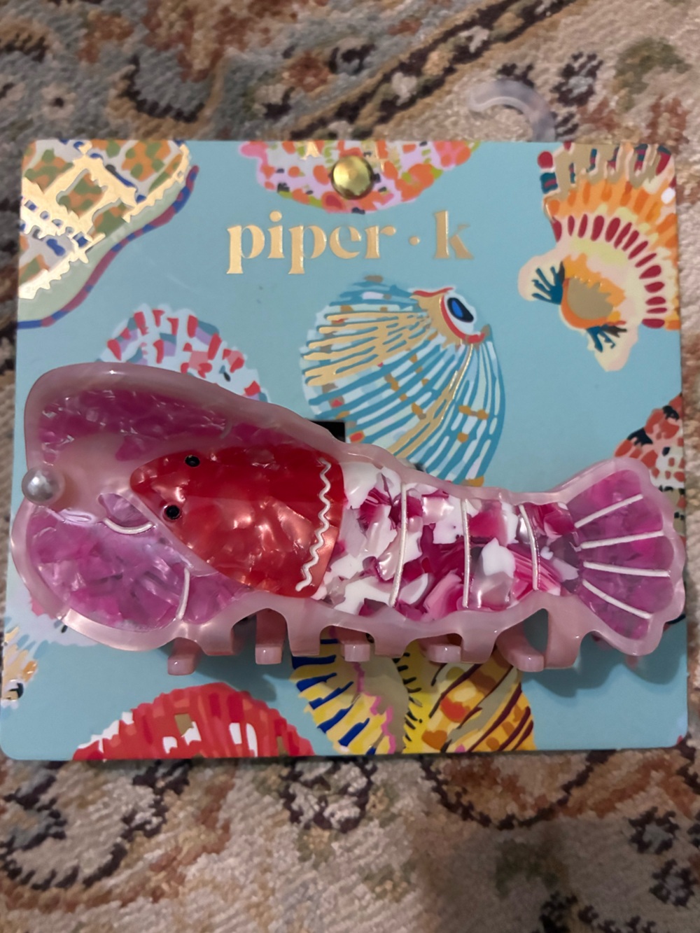 Piper•k Pink & White Lobster Hair Claw Clip